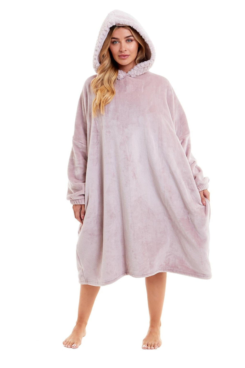 OLIVIA ROCCO Oversized Hooded Blanket – Plush Fleece Poncho with Fur Hood