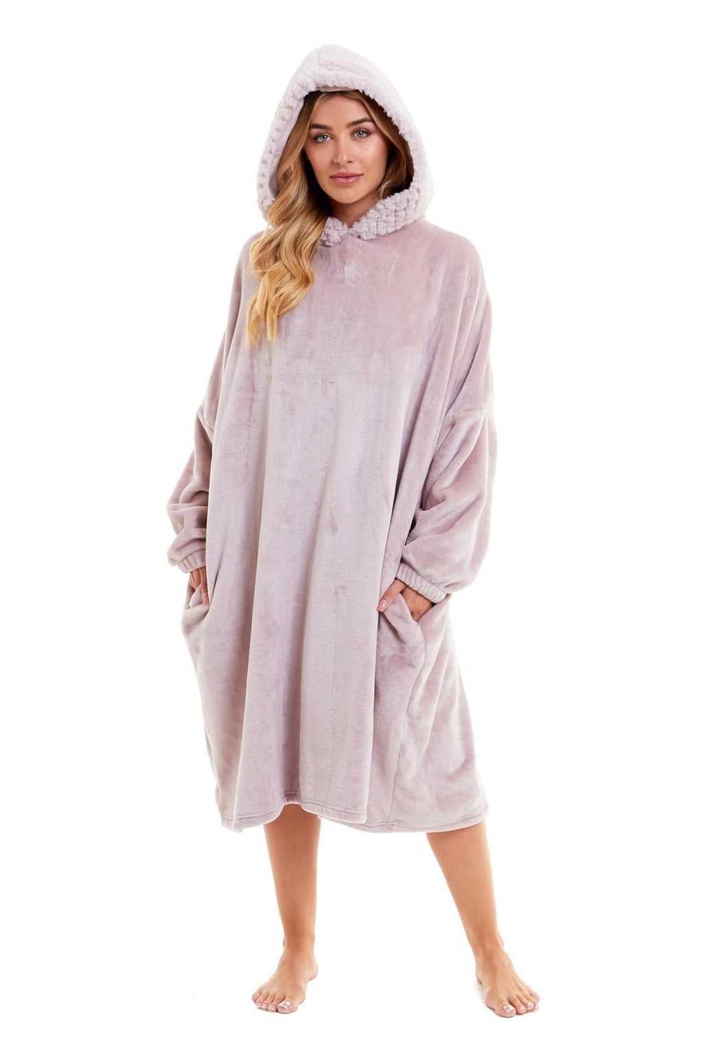 OLIVIA ROCCO Oversized Hooded Blanket – Plush Fleece Poncho with Fur Hood