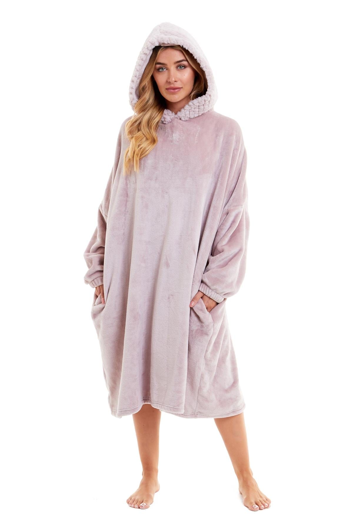 OLIVIA ROCCO Oversized Hooded Blanket – Plush Fleece Poncho with Fur Hood