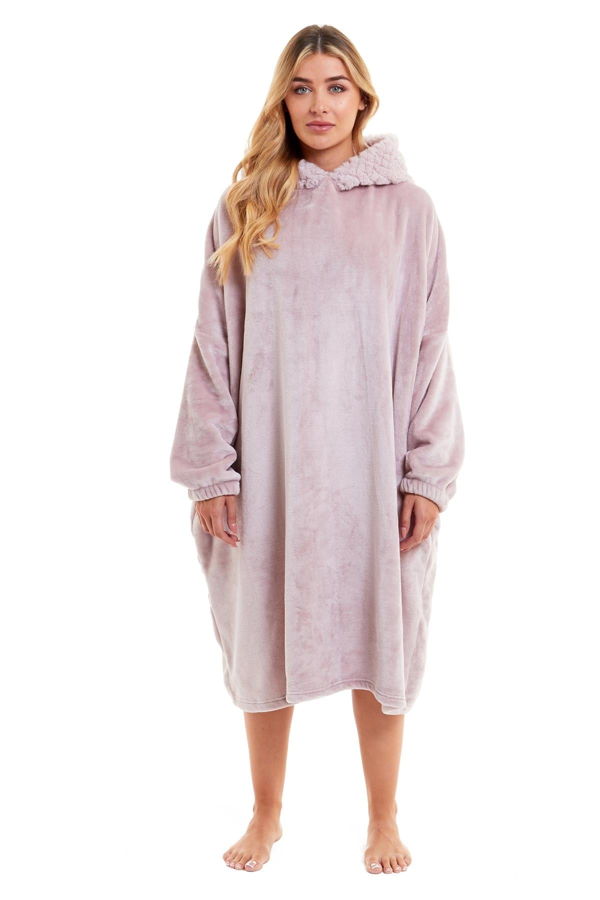 OLIVIA ROCCO Oversized Hooded Blanket – Plush Fleece Poncho with Fur Hood