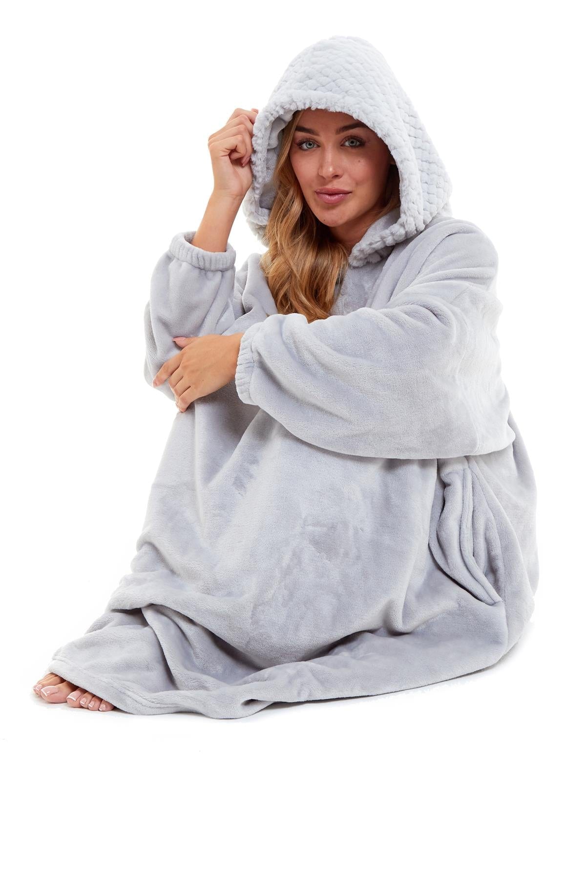 OLIVIA ROCCO Oversized Hooded Blanket – Plush Fleece Poncho with Fur Hood