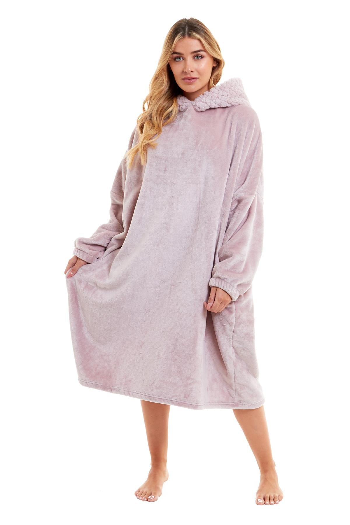 OLIVIA ROCCO Oversized Hooded Blanket – Plush Fleece Poncho with Fur Hood