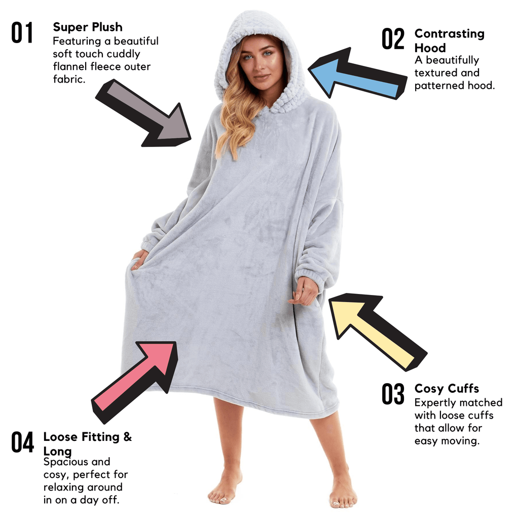 OLIVIA ROCCO Oversized Hooded Blanket – Plush Fleece Poncho with Fur Hood