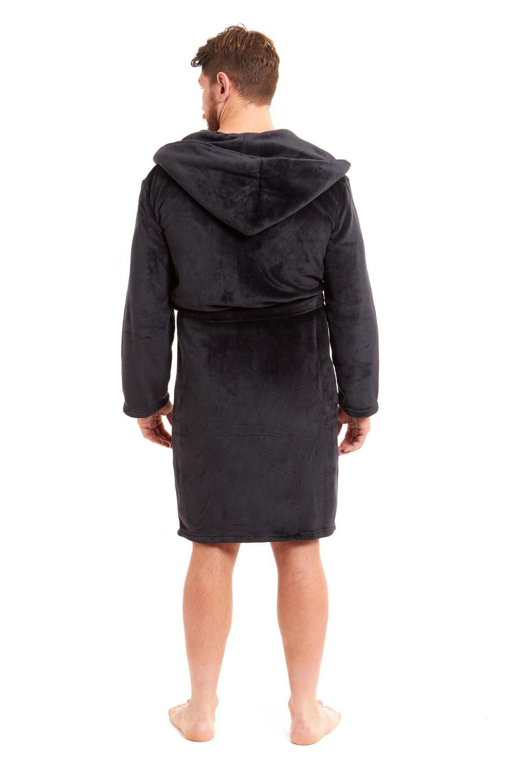 OLIVIA ROCCO Men's Hooded Bathrobe – Plush Flannel Fleece Dressing Gown
