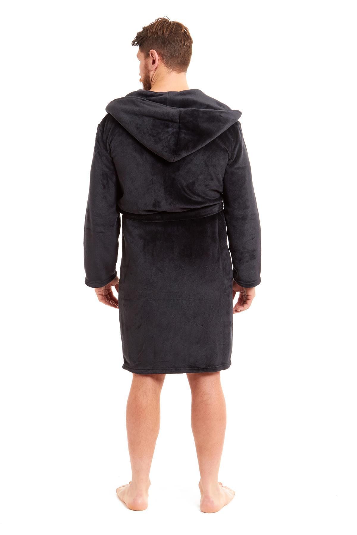 OLIVIA ROCCO Men's Hooded Bathrobe – Plush Flannel Fleece Dressing Gown