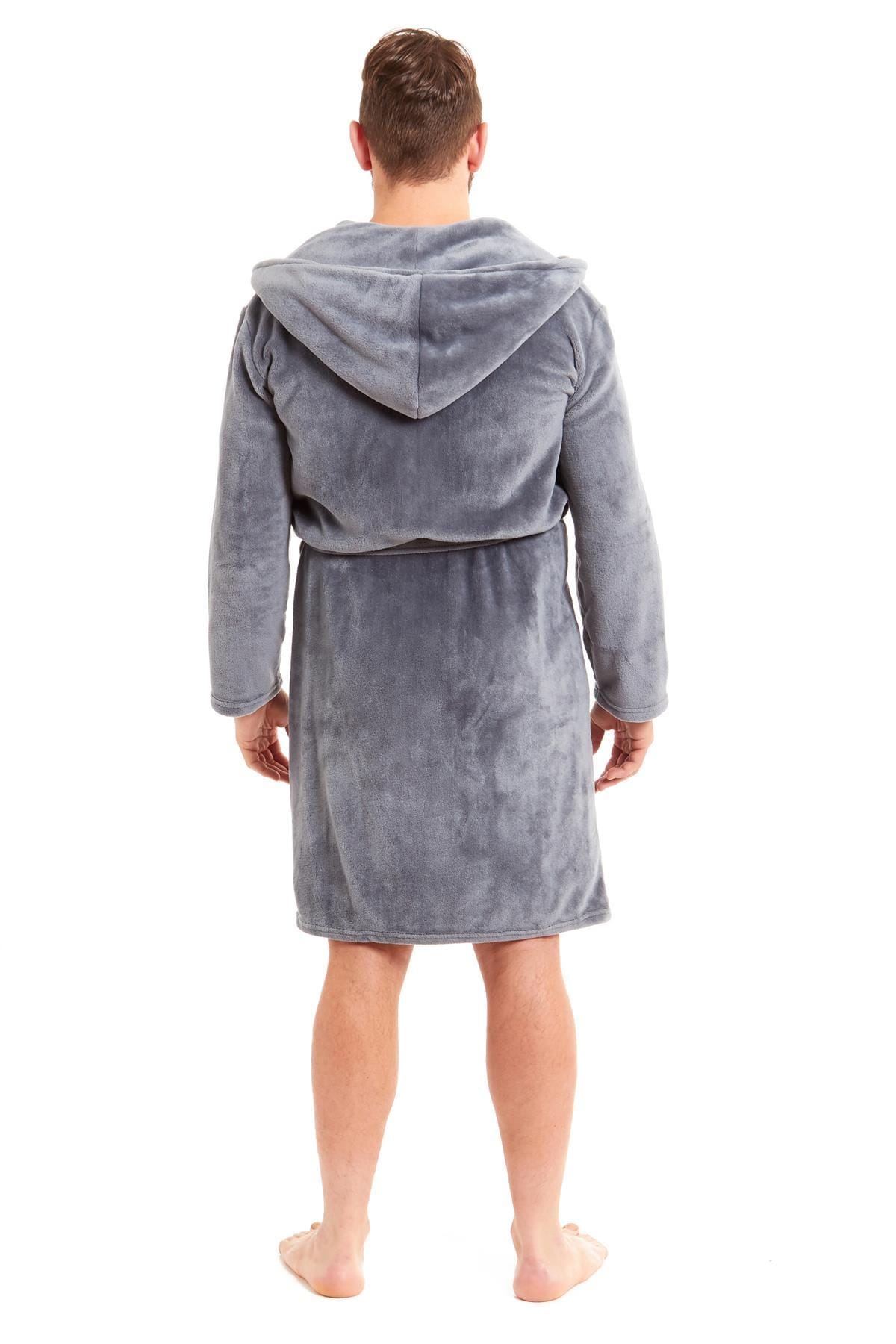 OLIVIA ROCCO Men's Hooded Bathrobe – Plush Flannel Fleece Dressing Gown