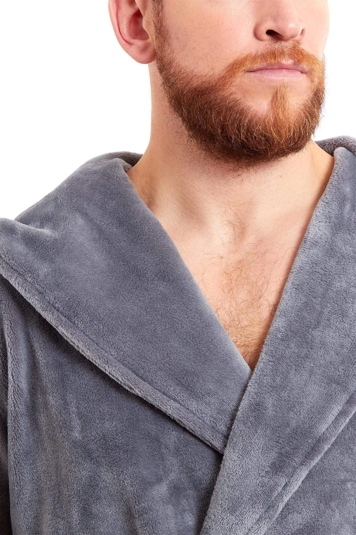 OLIVIA ROCCO Men's Hooded Bathrobe – Plush Flannel Fleece Dressing Gown