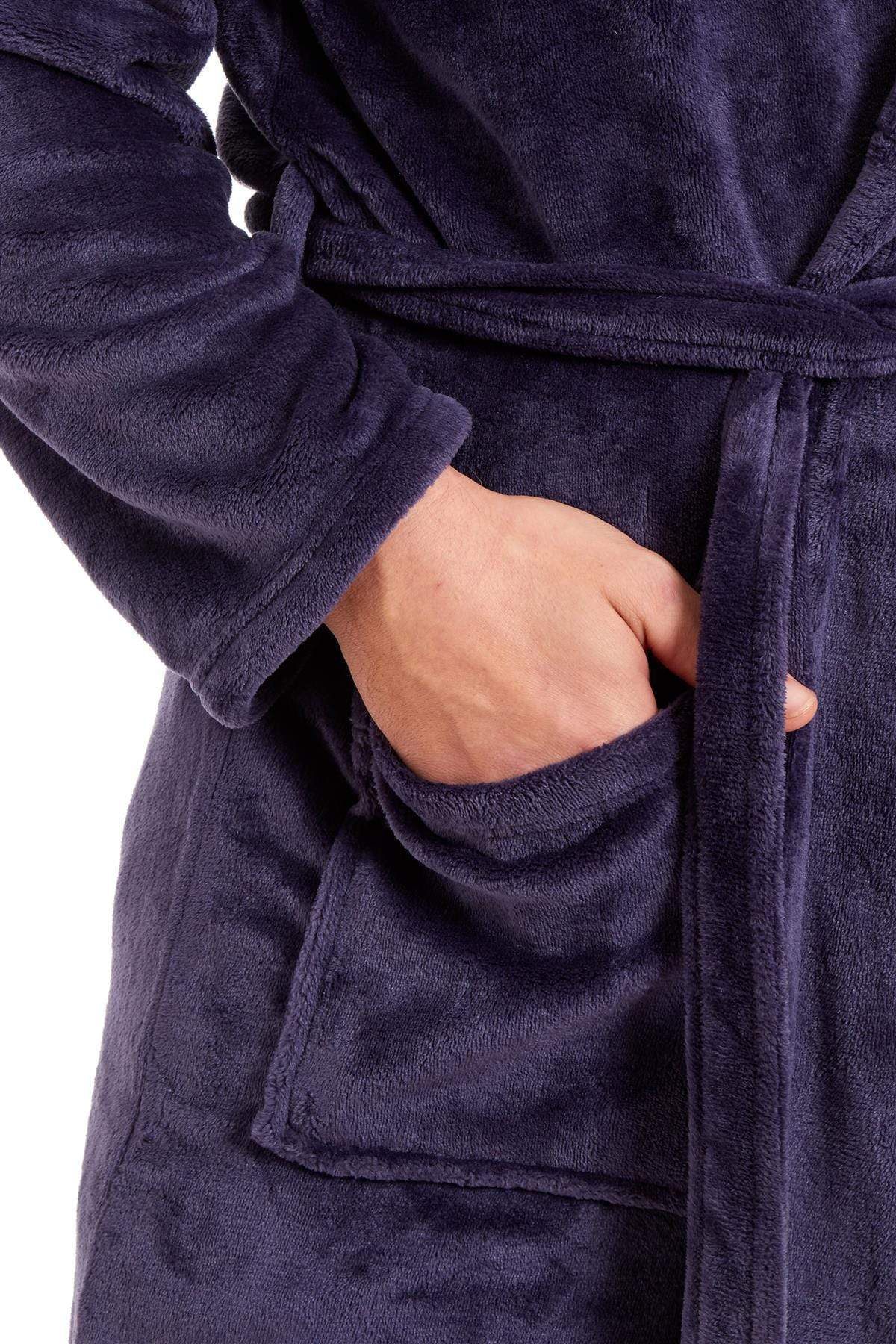 OLIVIA ROCCO Men's Hooded Bathrobe – Plush Flannel Fleece Dressing Gown