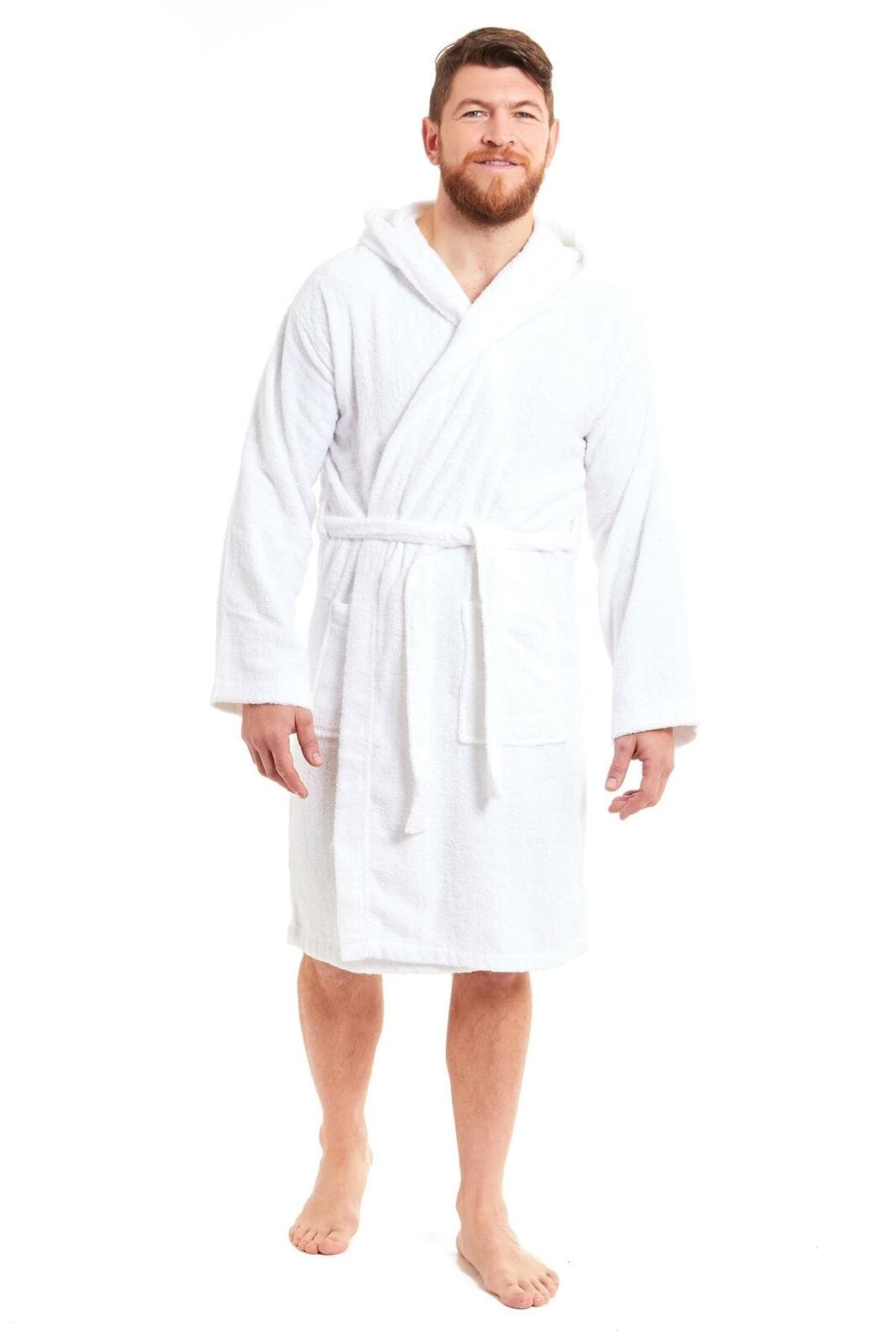 OLIVIA ROCCO Men's Bamboo Cotton Hooded Towelling Robe – Luxury Bathrobe