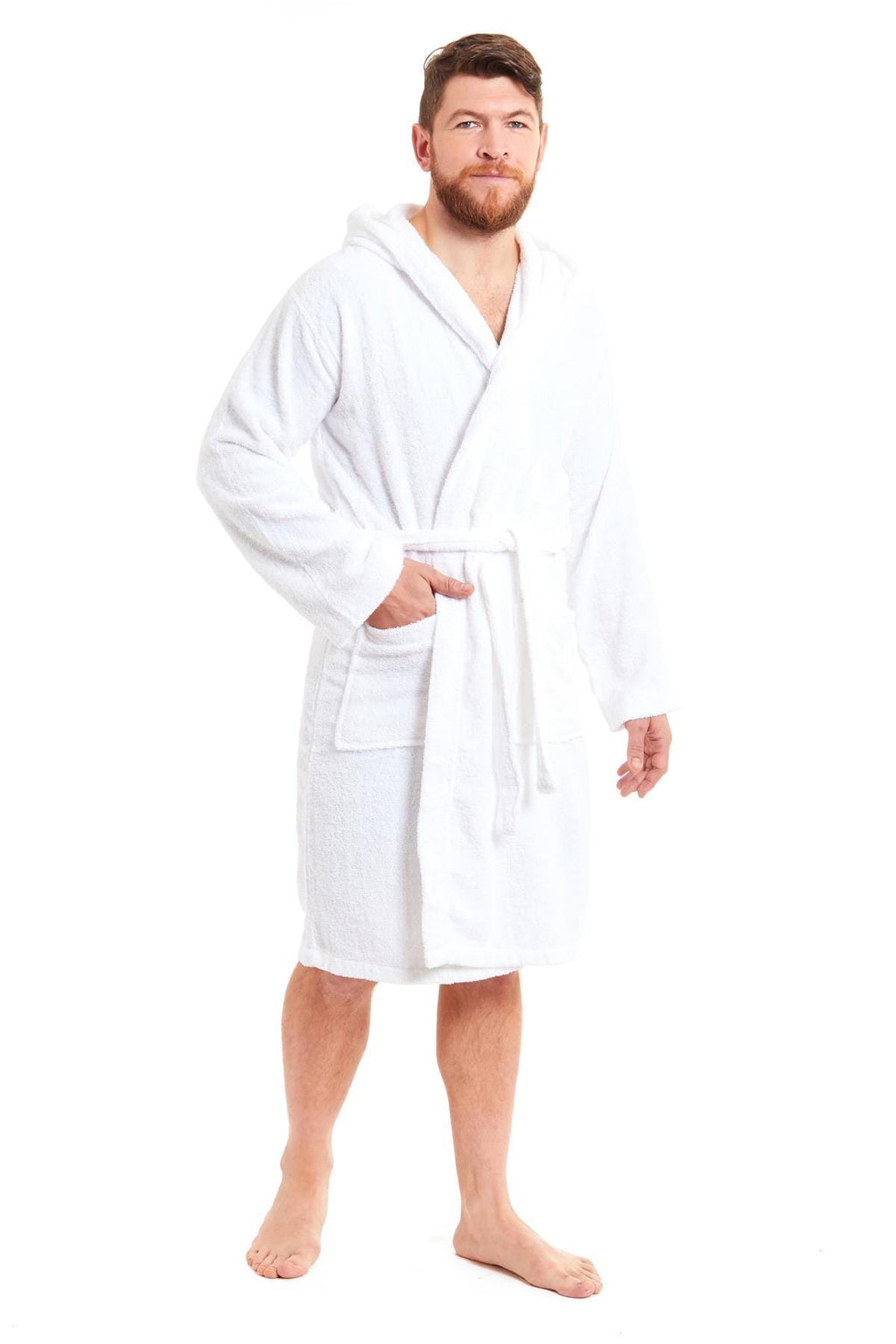 OLIVIA ROCCO Men's Bamboo Cotton Hooded Towelling Robe – Luxury Bathrobe
