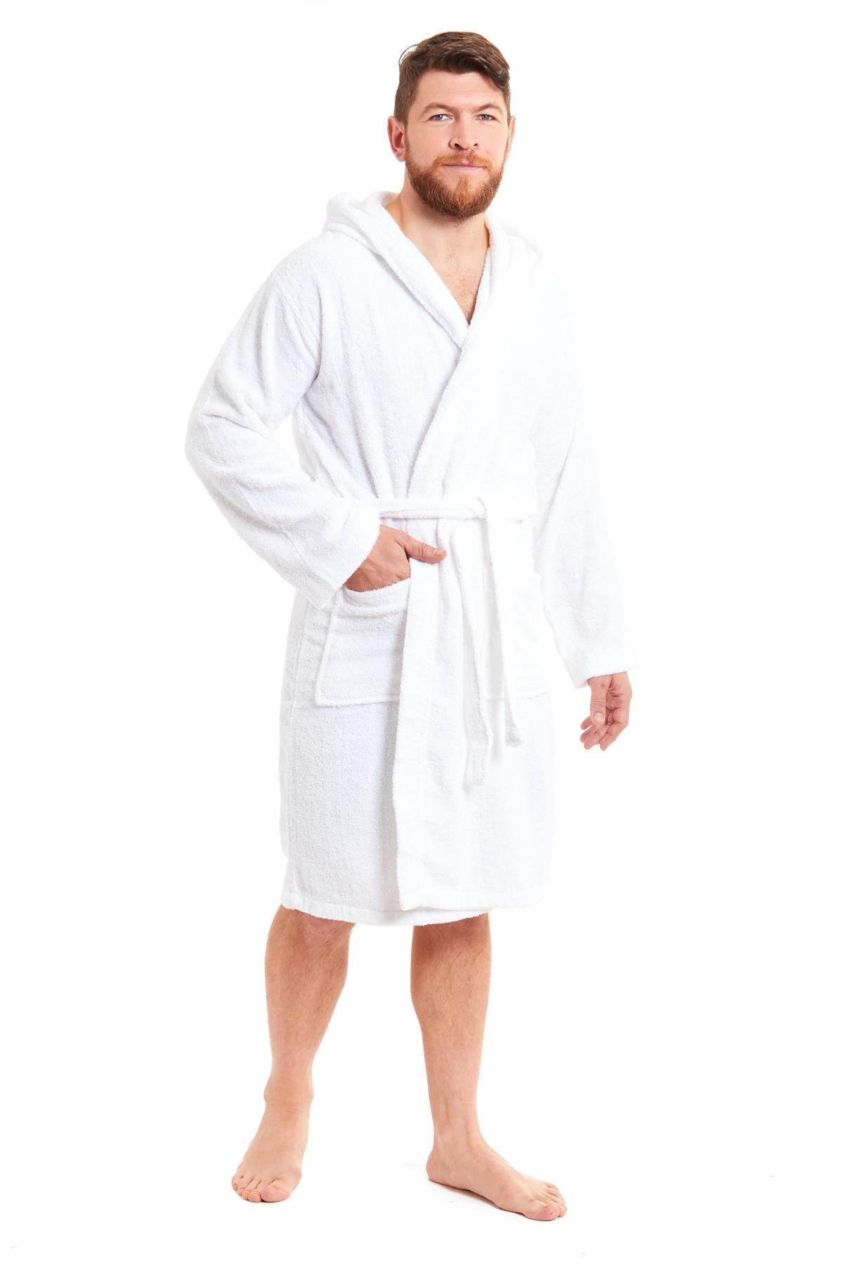 OLIVIA ROCCO Men's Bamboo Cotton Hooded Towelling Robe – Luxury Bathrobe