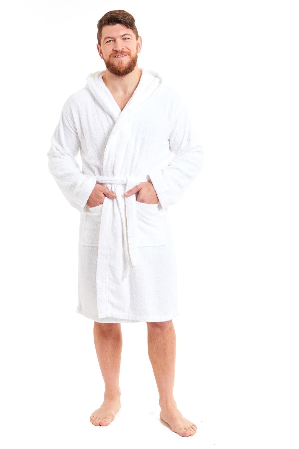 OLIVIA ROCCO Men's Bamboo Cotton Hooded Towelling Robe – Luxury Bathrobe