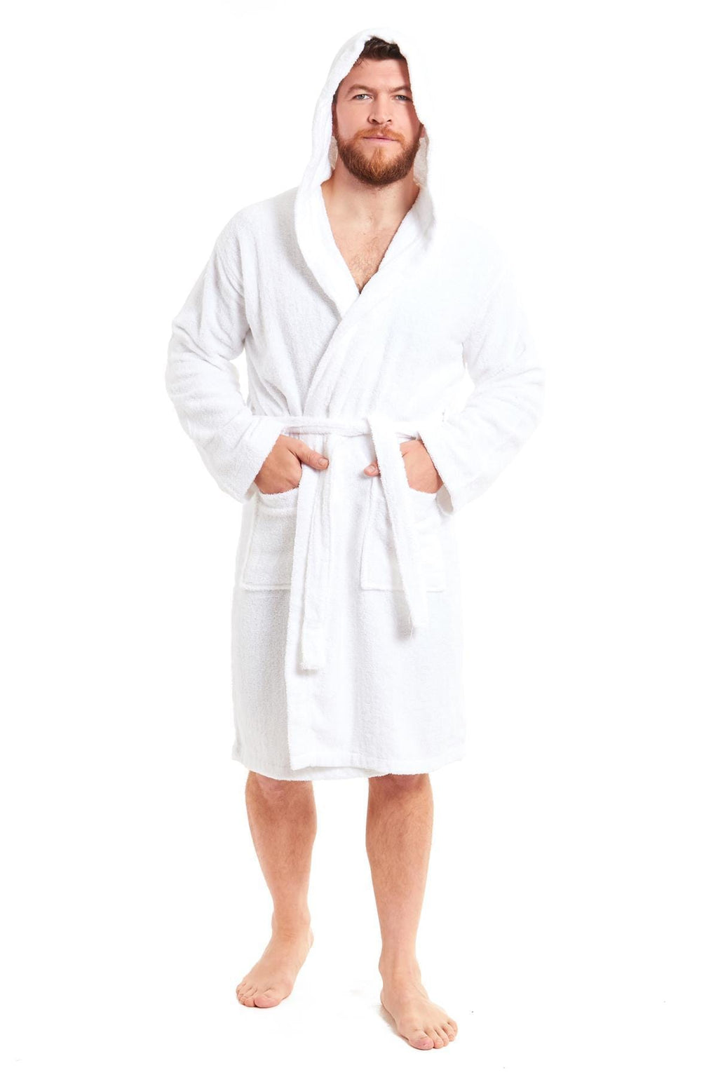 OLIVIA ROCCO Men's Bamboo Cotton Hooded Towelling Robe – Luxury Bathrobe
