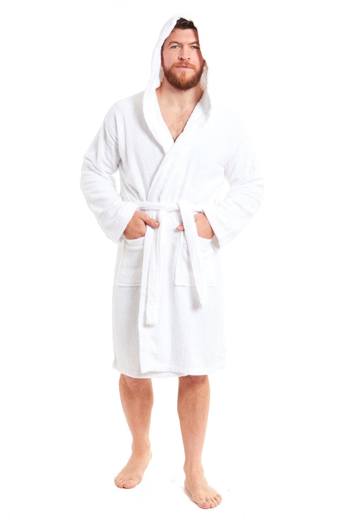 OLIVIA ROCCO Men's Bamboo Cotton Hooded Towelling Robe – Luxury Bathrobe