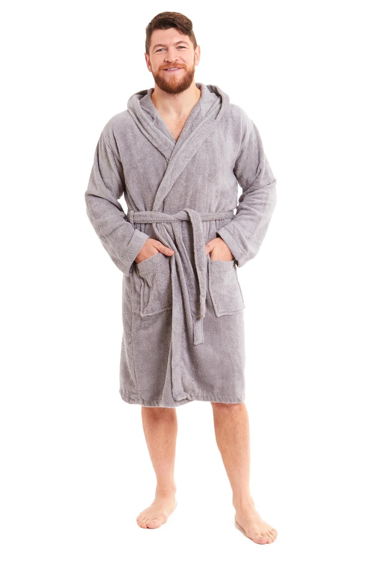 OLIVIA ROCCO Men's Bamboo Cotton Hooded Towelling Robe – Luxury Bathrobe