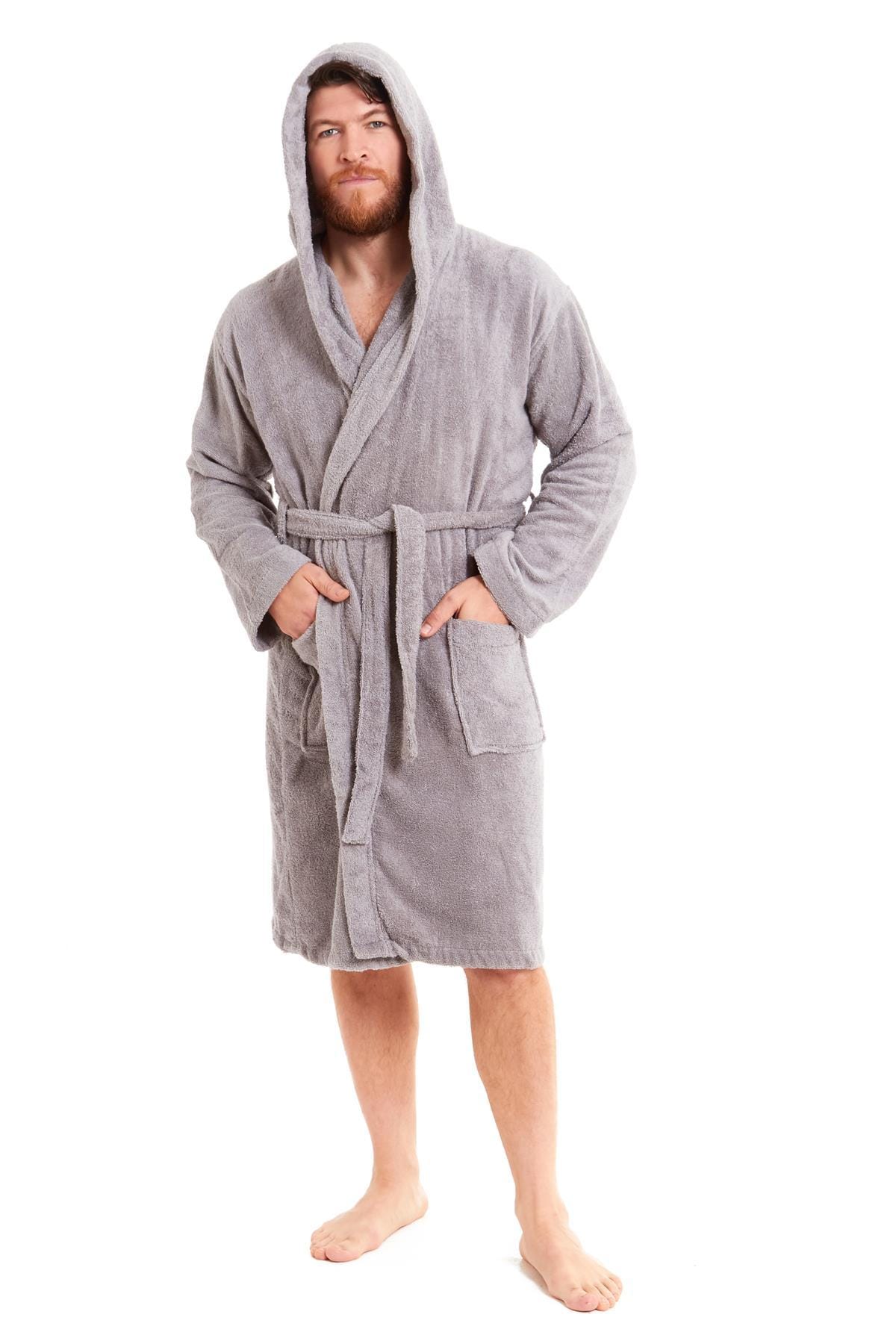 OLIVIA ROCCO Men's Bamboo Cotton Hooded Towelling Robe – Luxury Bathrobe