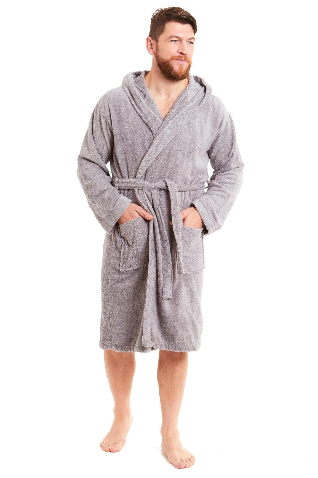 OLIVIA ROCCO Men's Bamboo Cotton Hooded Towelling Robe – Luxury Bathrobe