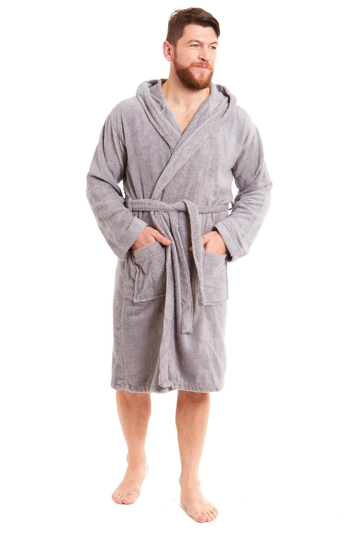 OLIVIA ROCCO Men's Bamboo Cotton Hooded Towelling Robe – Luxury Bathrobe