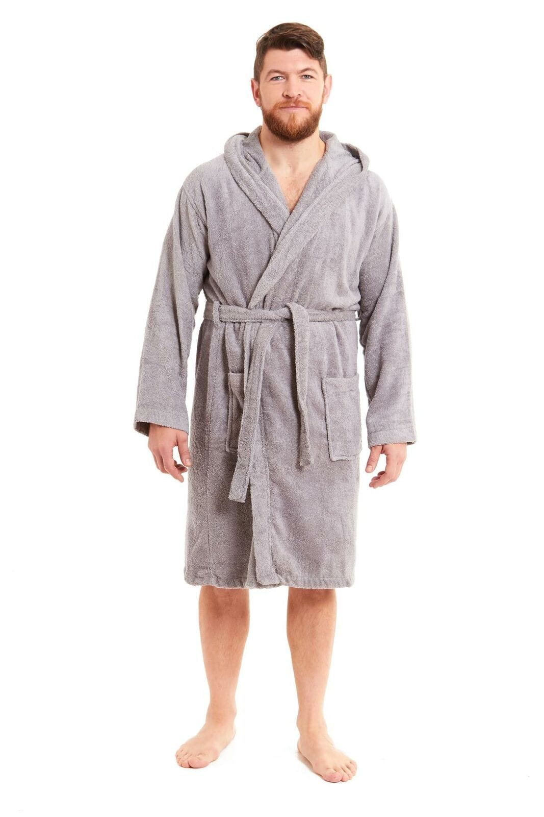 OLIVIA ROCCO Men's Bamboo Cotton Hooded Towelling Robe – Luxury Bathrobe
