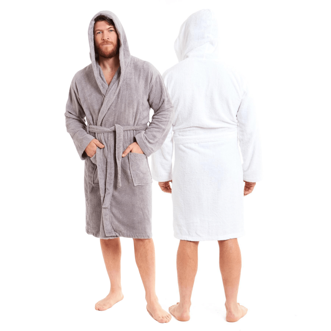 OLIVIA ROCCO Men's Bamboo Cotton Hooded Towelling Robe – Luxury Bathrobe