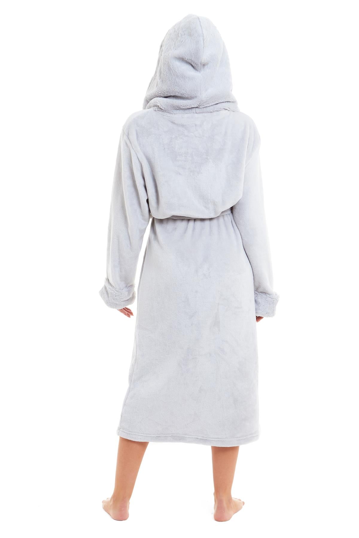 OLIVIA ROCCO Women's Faux Fur Hooded Bathrobe | Plush Fleece Dressing Gown