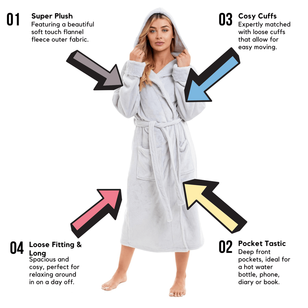 OLIVIA ROCCO Women's Faux Fur Hooded Bathrobe | Plush Fleece Dressing Gown