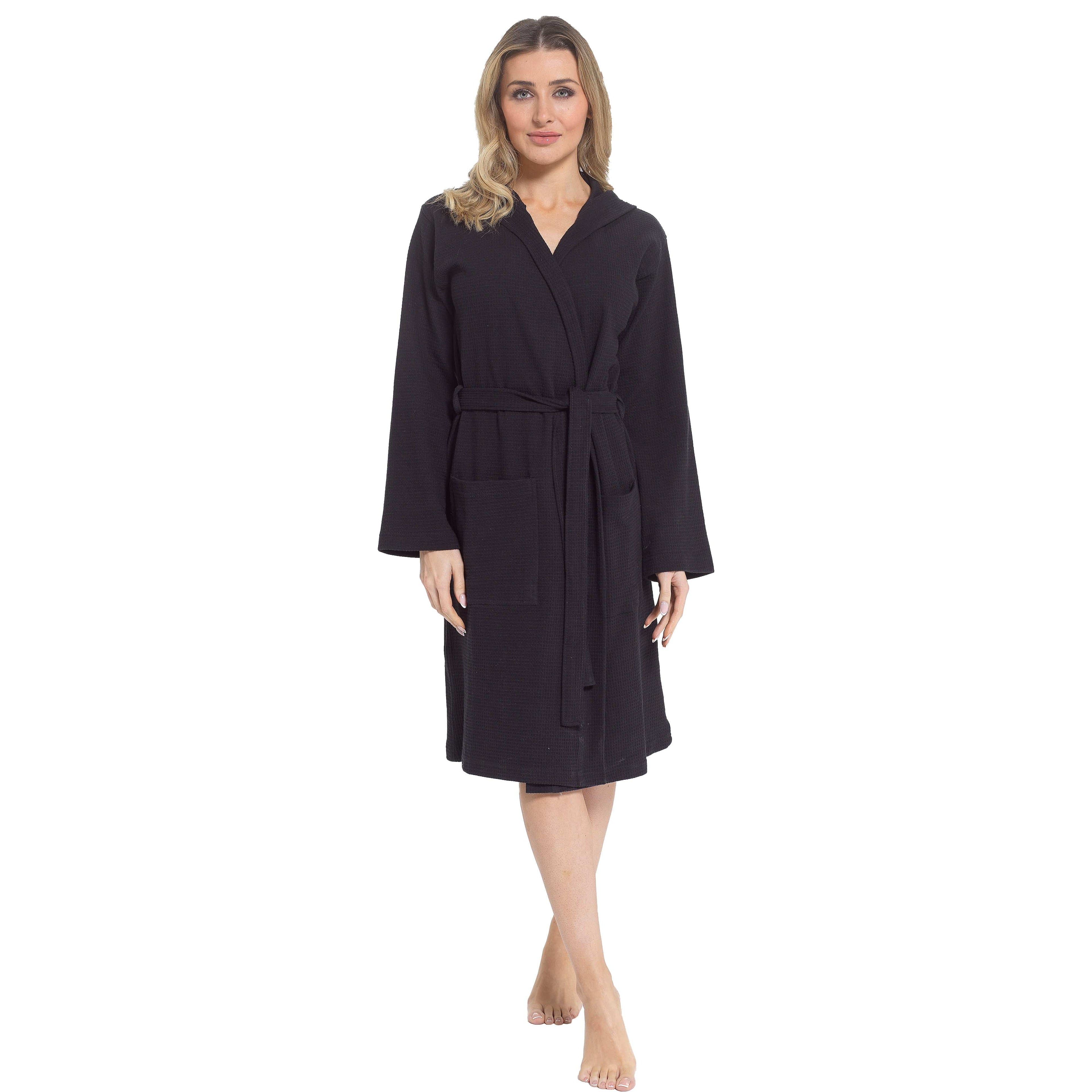 OLIVIA ROCCO Women's Hooded Cotton Bathrobe – Absorbent Waffle Spa Gown