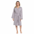 OLIVIA ROCCO Women's Hooded Cotton Bathrobe – Grey Waffle Dressing Gown