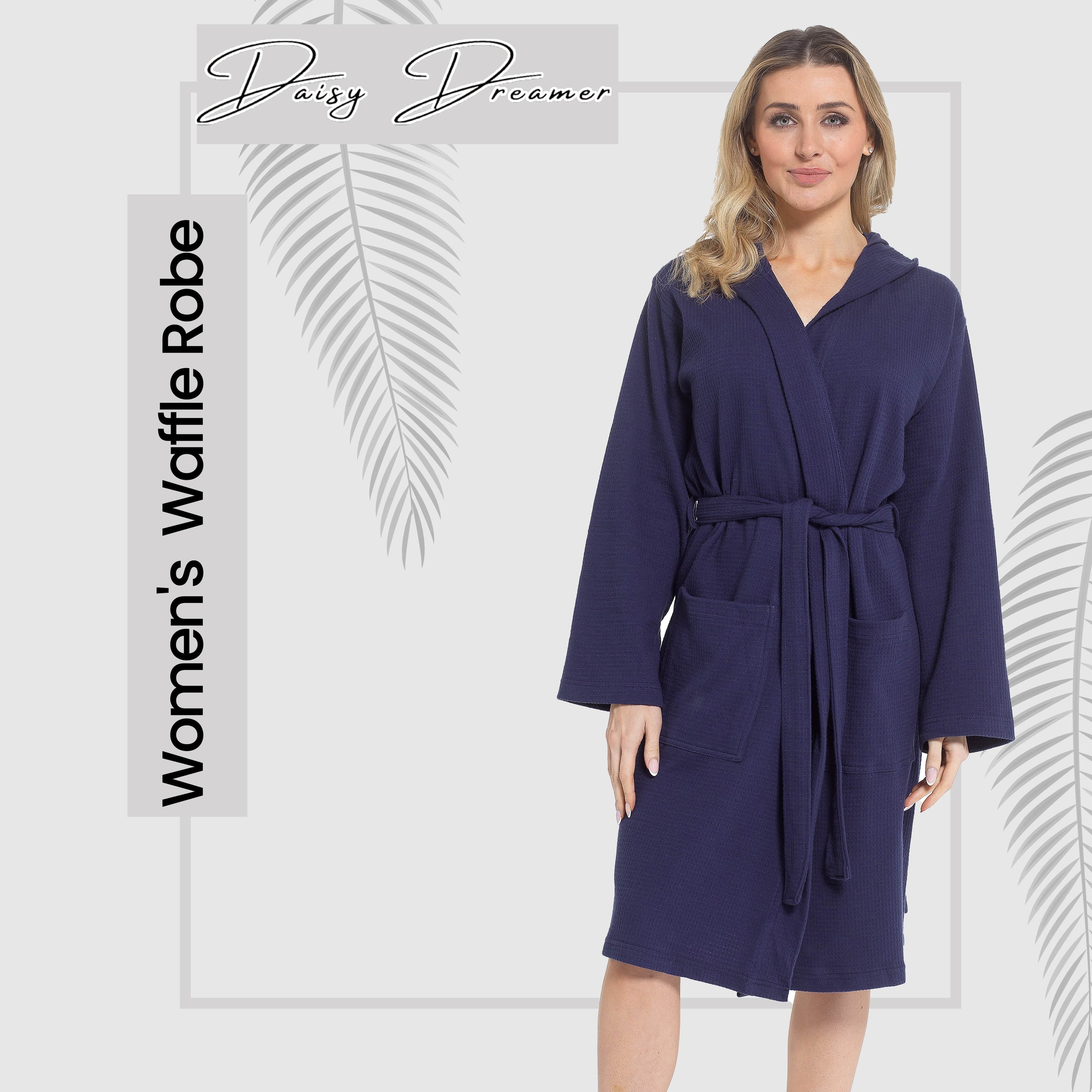 OLIVIA ROCCO Women's Hooded Cotton Bathrobe – Absorbent Spa Dressing Gown
