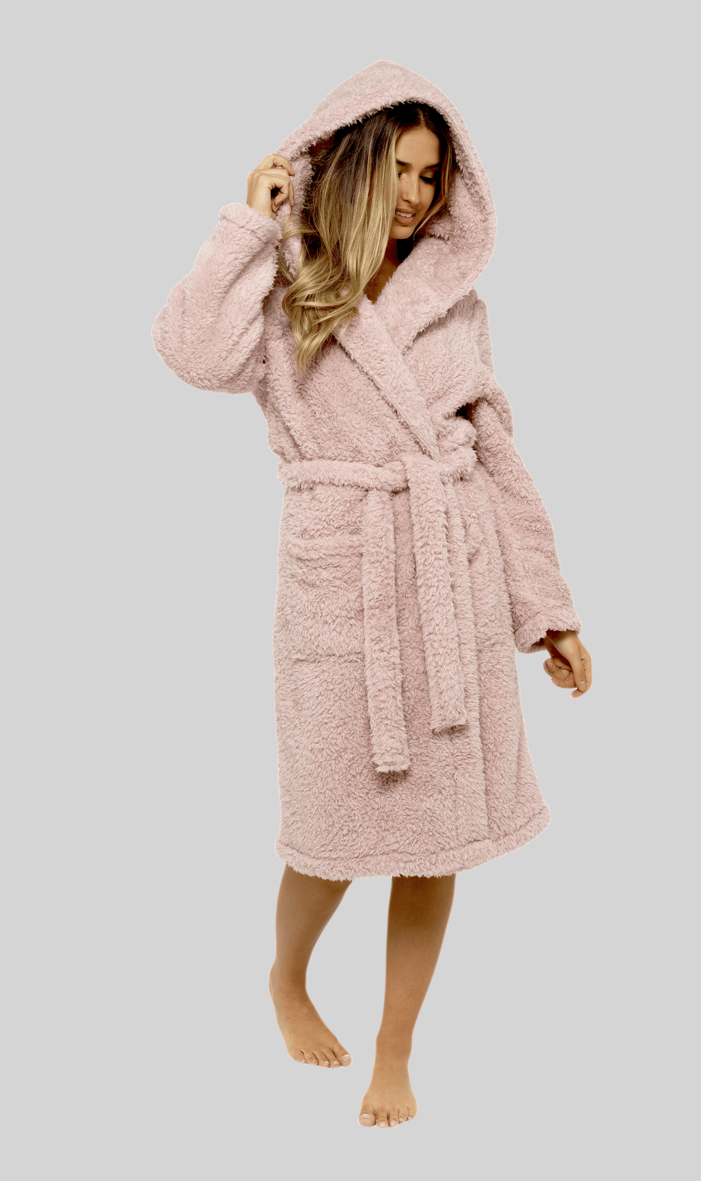 OLIVIA ROCCO Teddy Fleece Hooded Robe – Sherpa Lined Dressing Gown