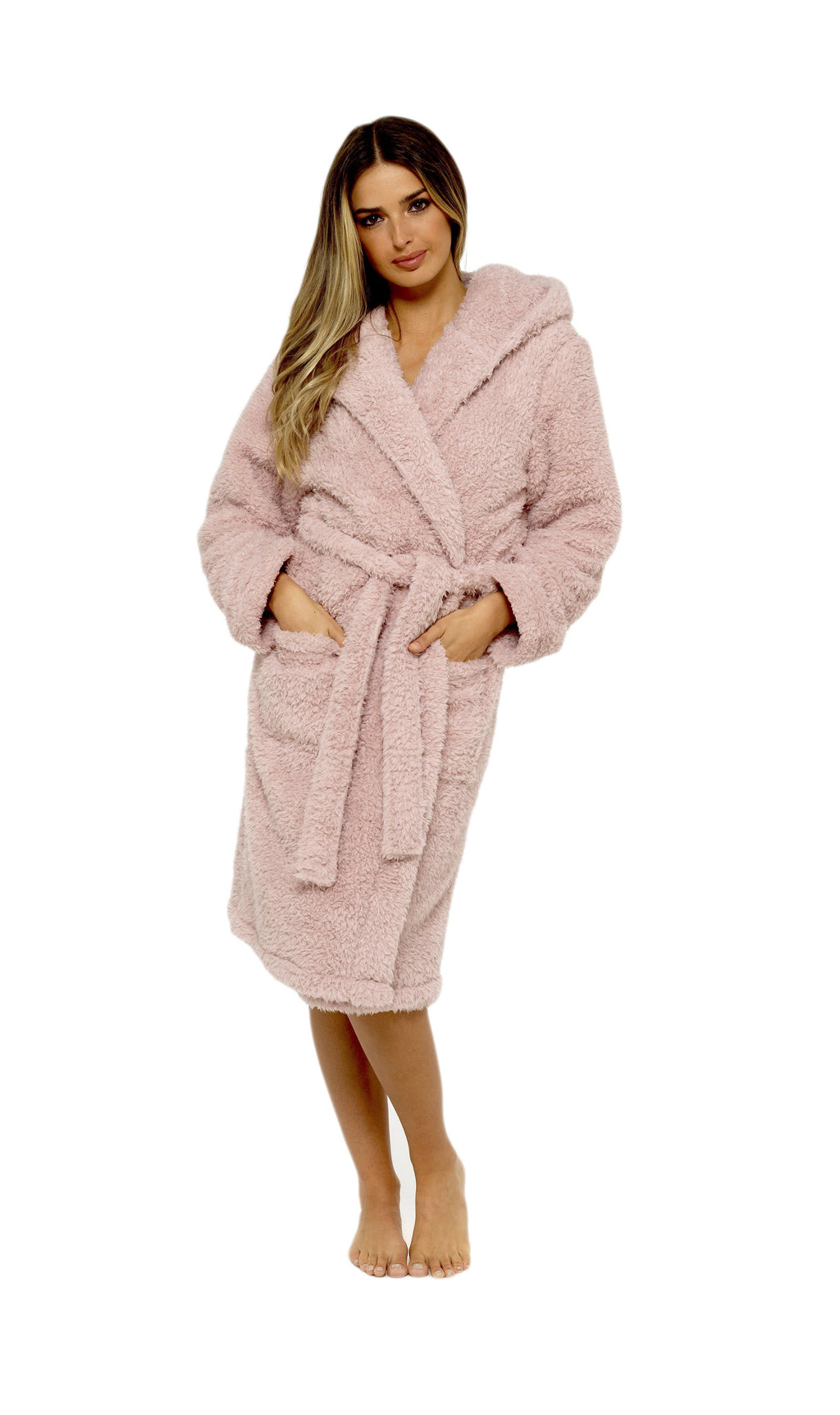 OLIVIA ROCCO Teddy Fleece Hooded Robe – Sherpa Lined Dressing Gown