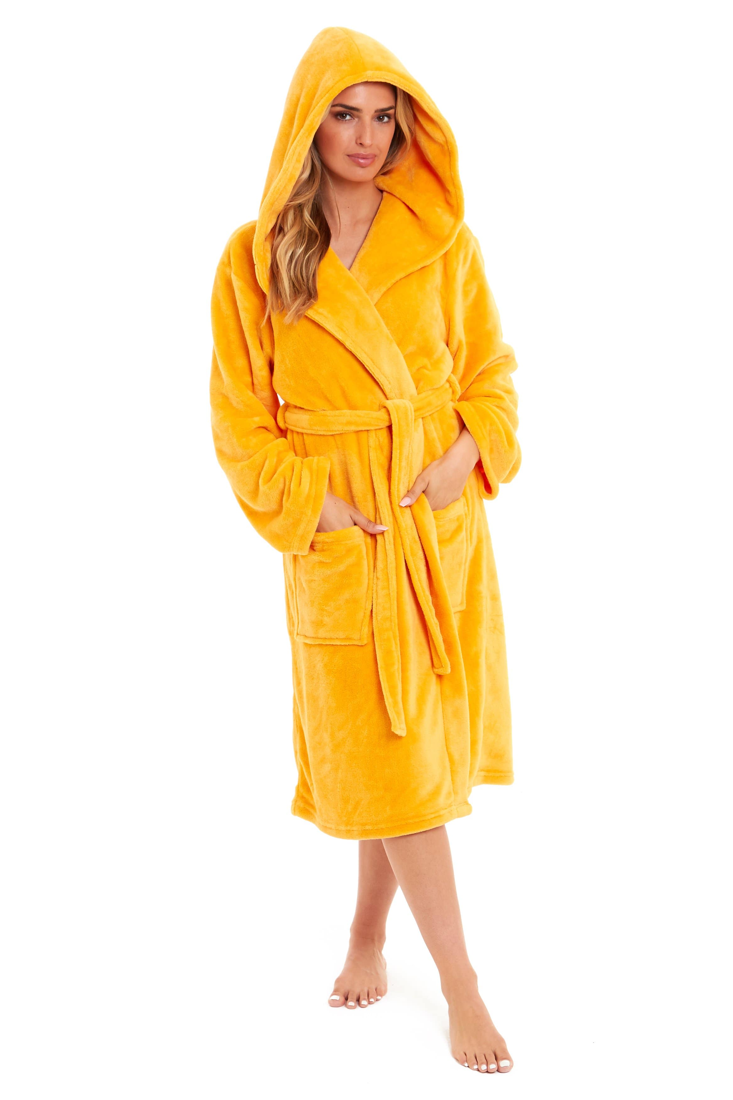 OLIVIA ROCCO Women's Hooded Dressing Gown | Plush Velvet Fleece Bathrobe