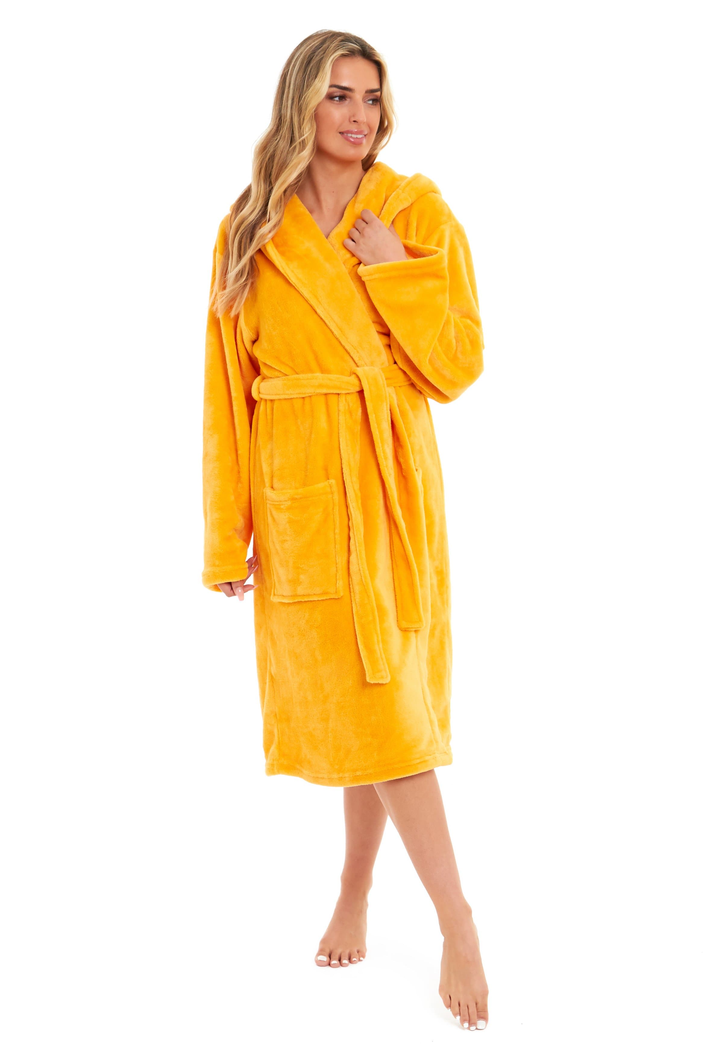 OLIVIA ROCCO Women's Hooded Dressing Gown | Plush Velvet Fleece Bathrobe