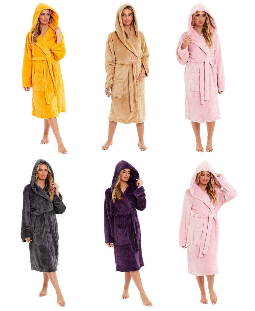 OLIVIA ROCCO Women's Hooded Dressing Gown | Plush Velvet Fleece Bathrobe