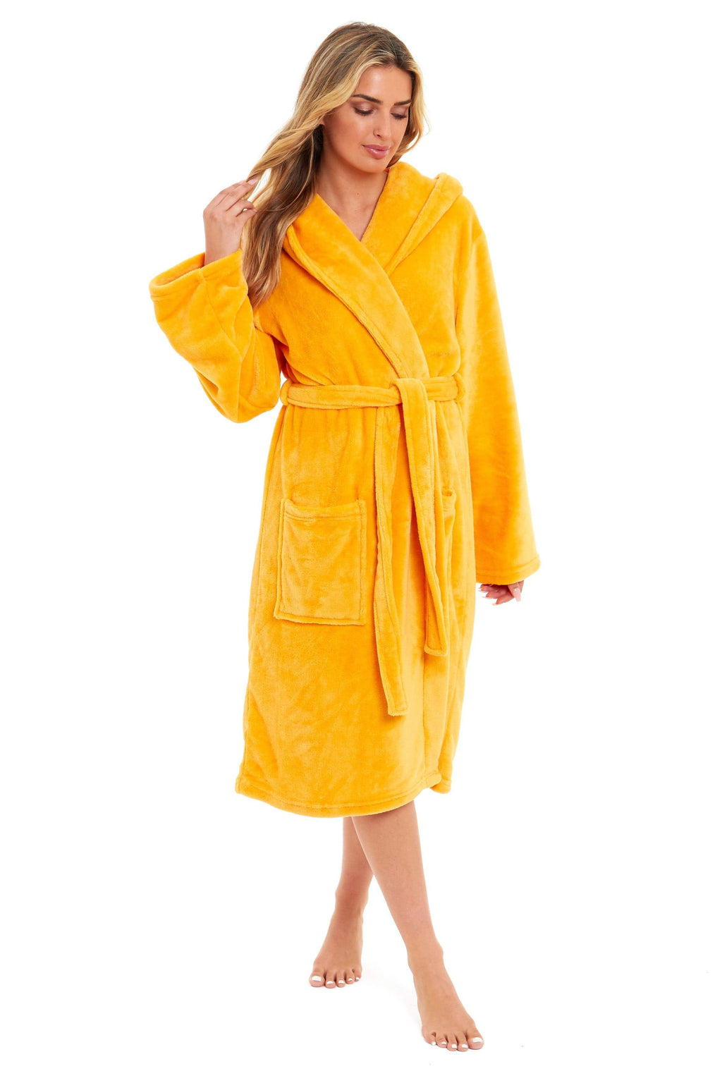 OLIVIA ROCCO Women's Hooded Dressing Gown | Plush Velvet Fleece Bathrobe