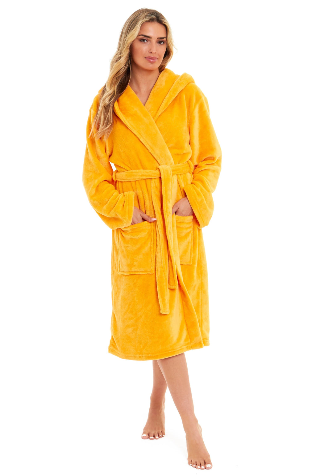 OLIVIA ROCCO Women's Hooded Dressing Gown | Plush Velvet Fleece Bathrobe