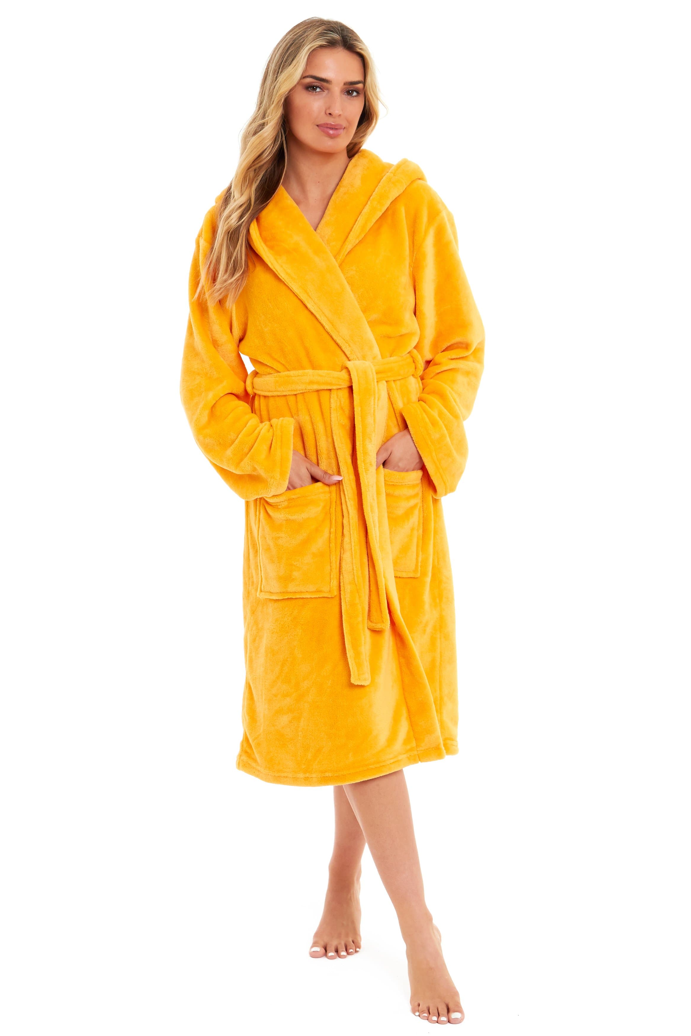 OLIVIA ROCCO Women's Hooded Dressing Gown | Plush Velvet Fleece Bathrobe