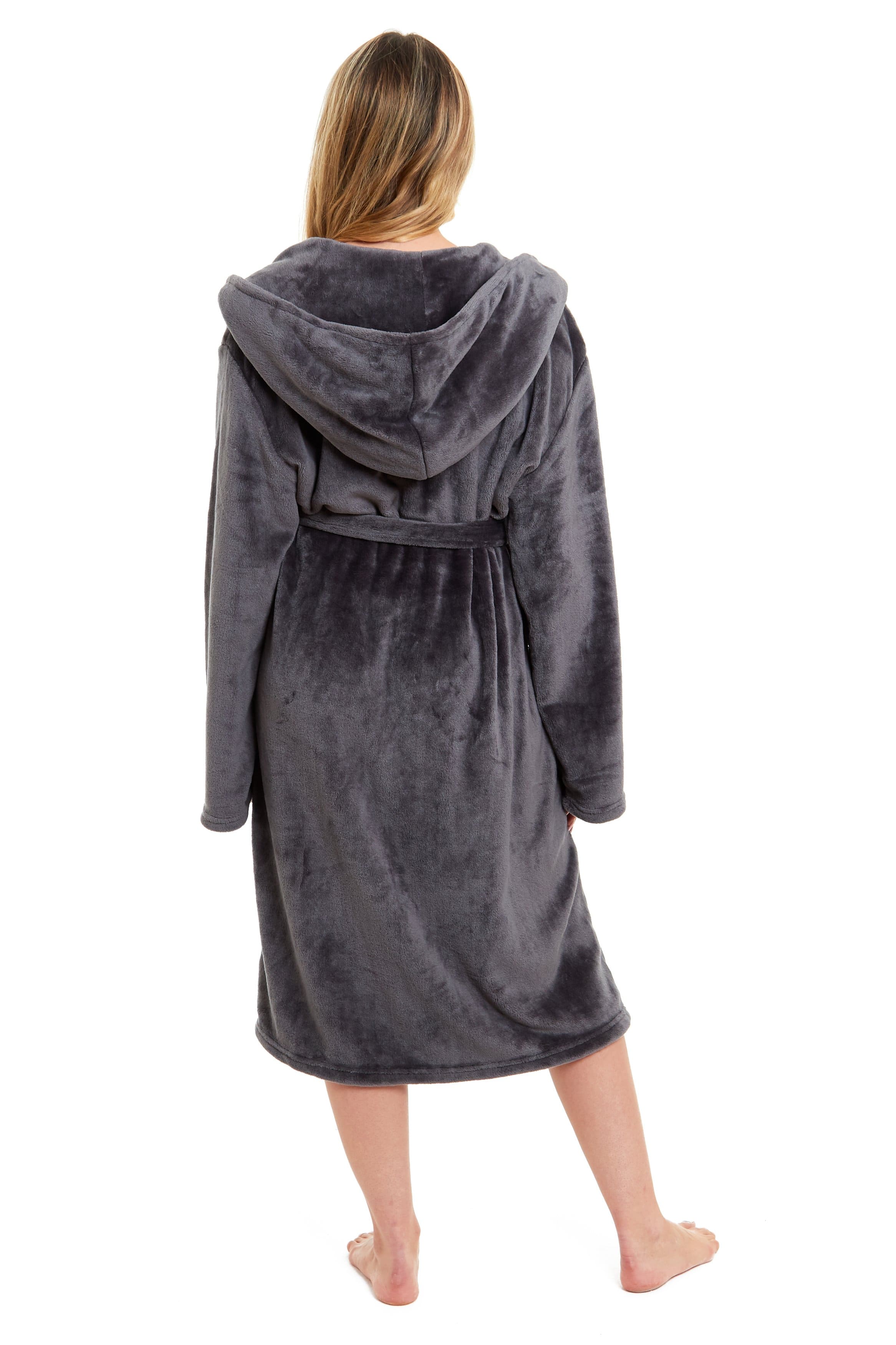 OLIVIA ROCCO Women's Hooded Dressing Gown | Plush Velvet Fleece Bathrobe