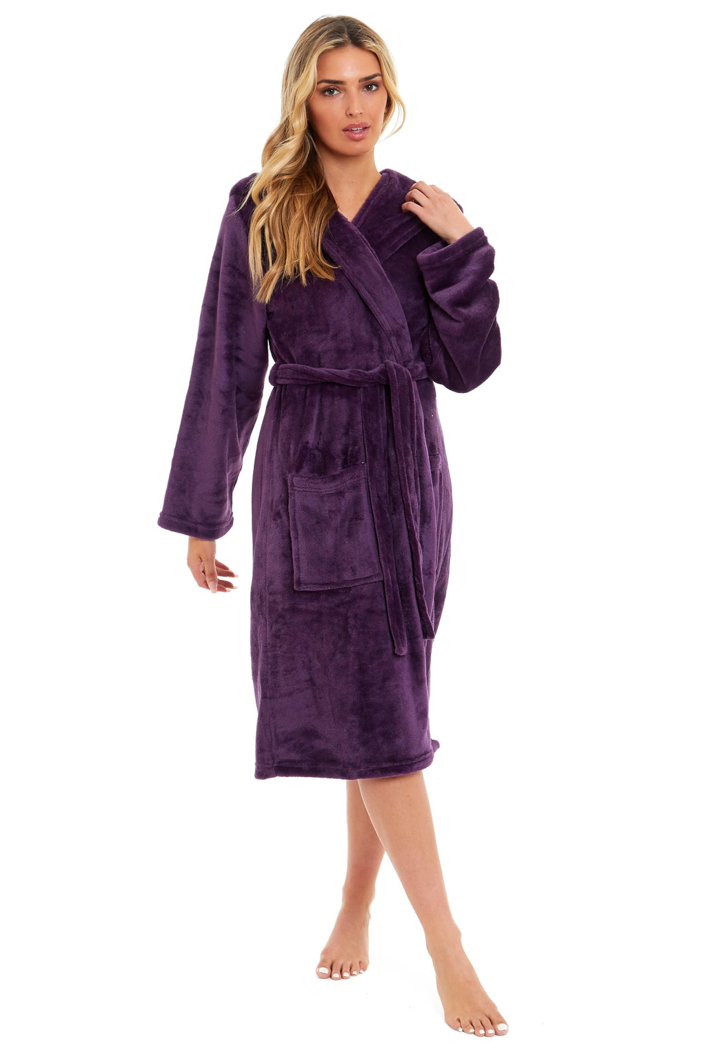 OLIVIA ROCCO Women's Hooded Dressing Gown | Plush Velvet Fleece Bathrobe