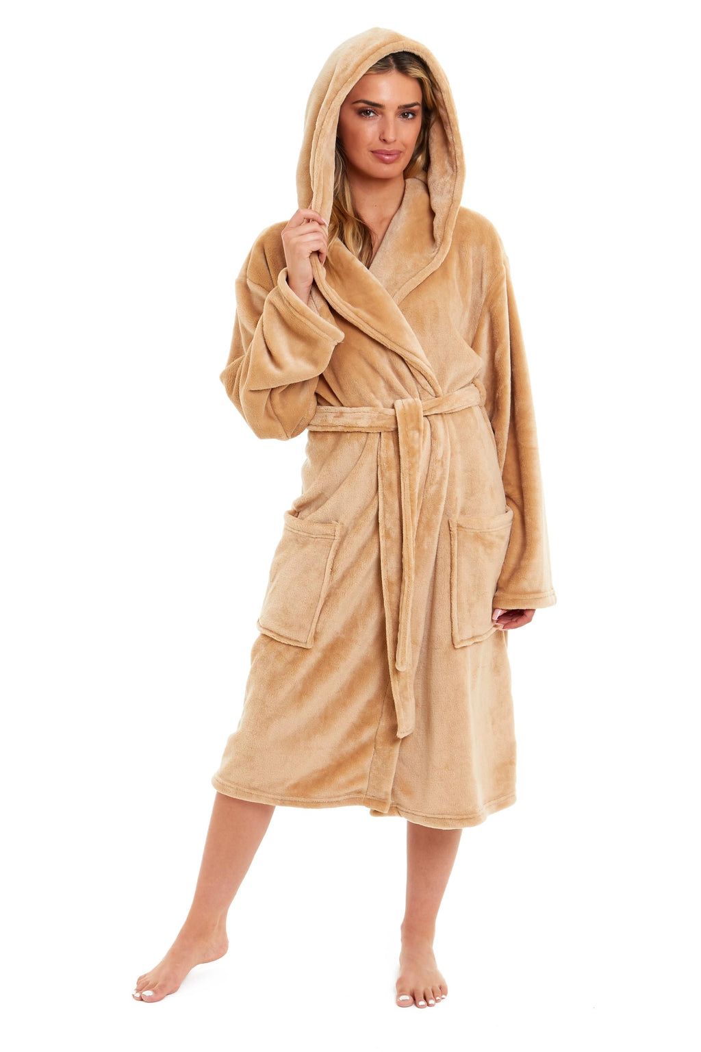 OLIVIA ROCCO Women's Hooded Dressing Gown | Plush Velvet Fleece Bathrobe