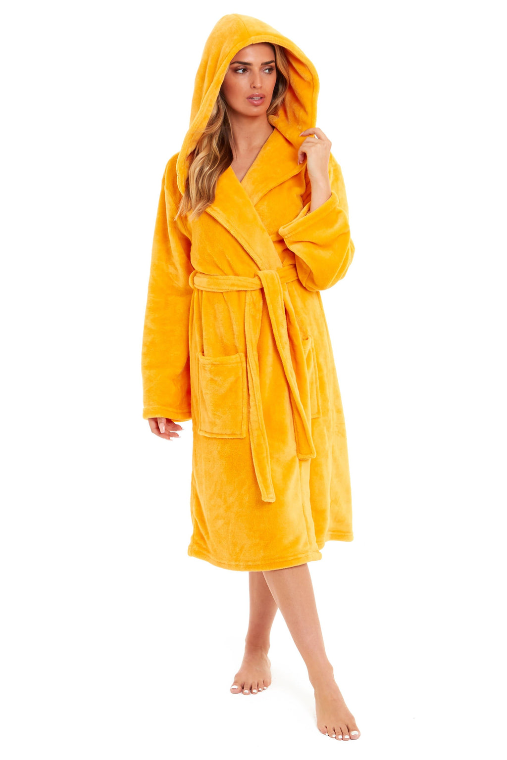OLIVIA ROCCO Women's Hooded Dressing Gown | Plush Velvet Fleece Bathrobe