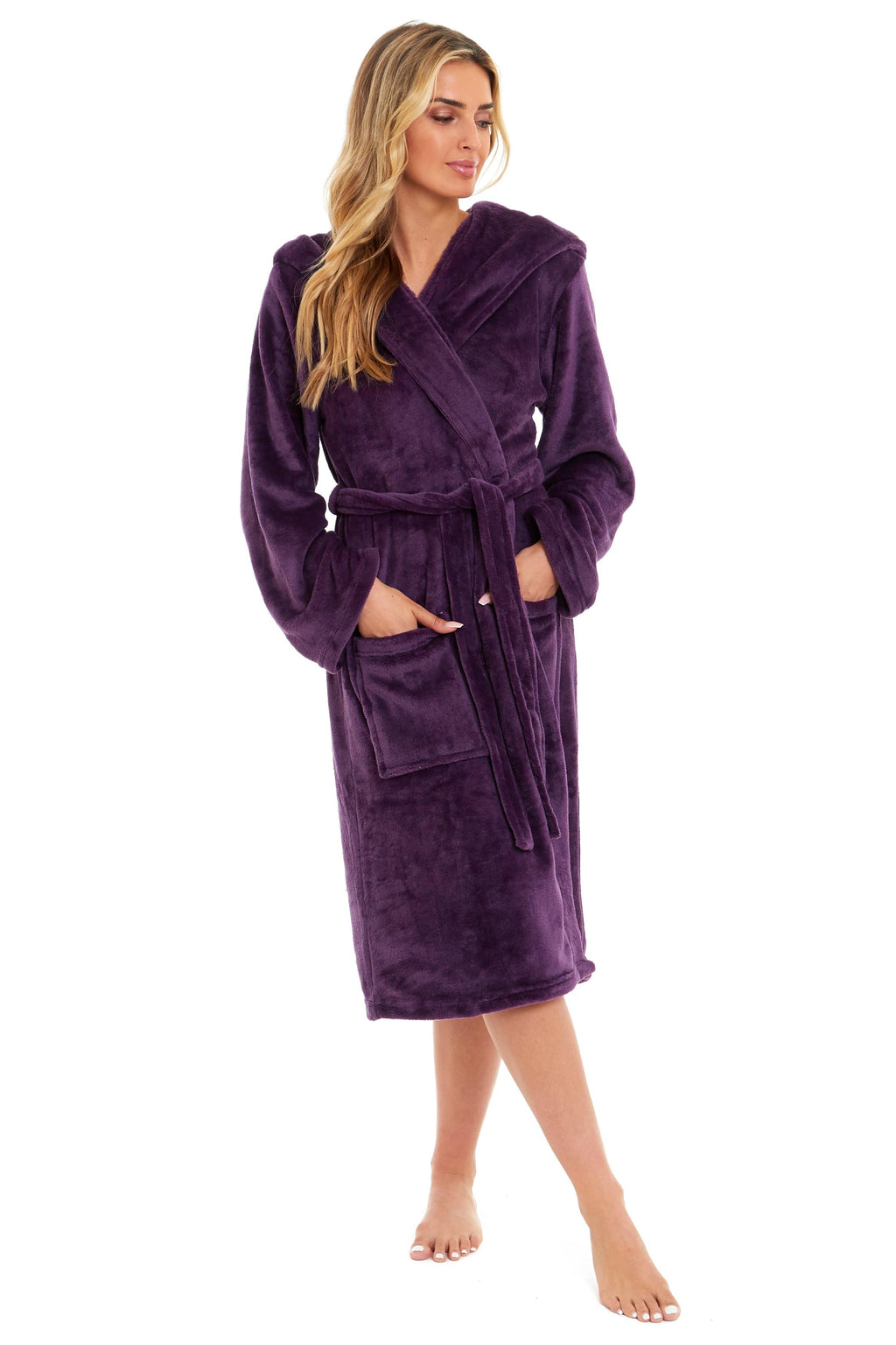 OLIVIA ROCCO Women's Hooded Dressing Gown | Plush Velvet Fleece Bathrobe
