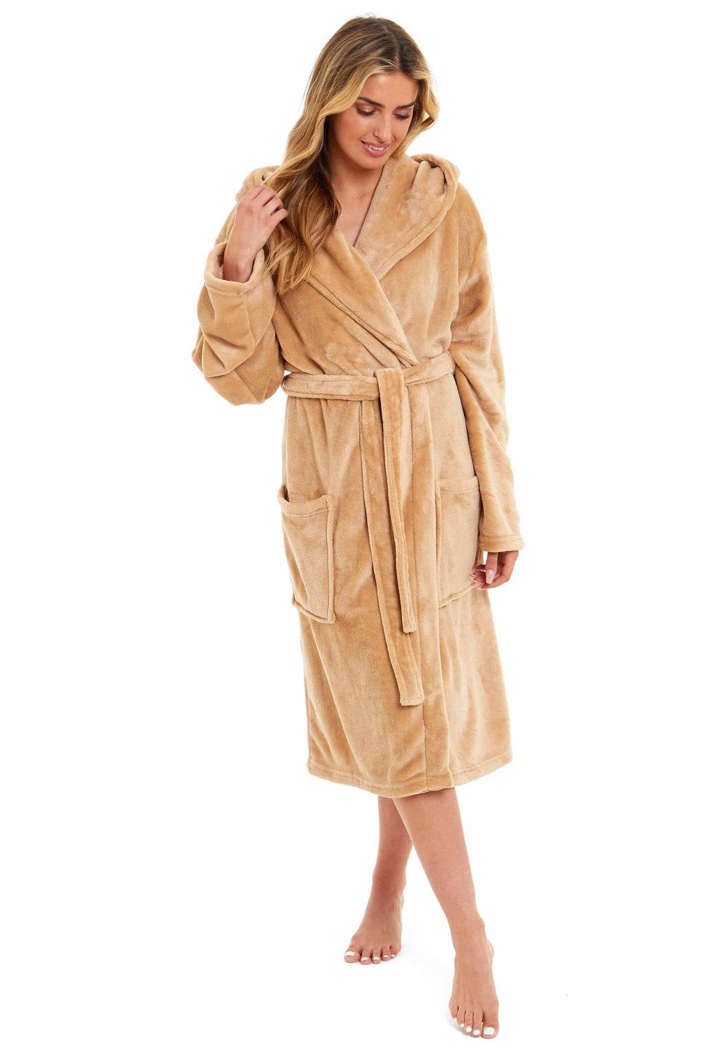 OLIVIA ROCCO Women's Hooded Dressing Gown | Plush Velvet Fleece Bathrobe