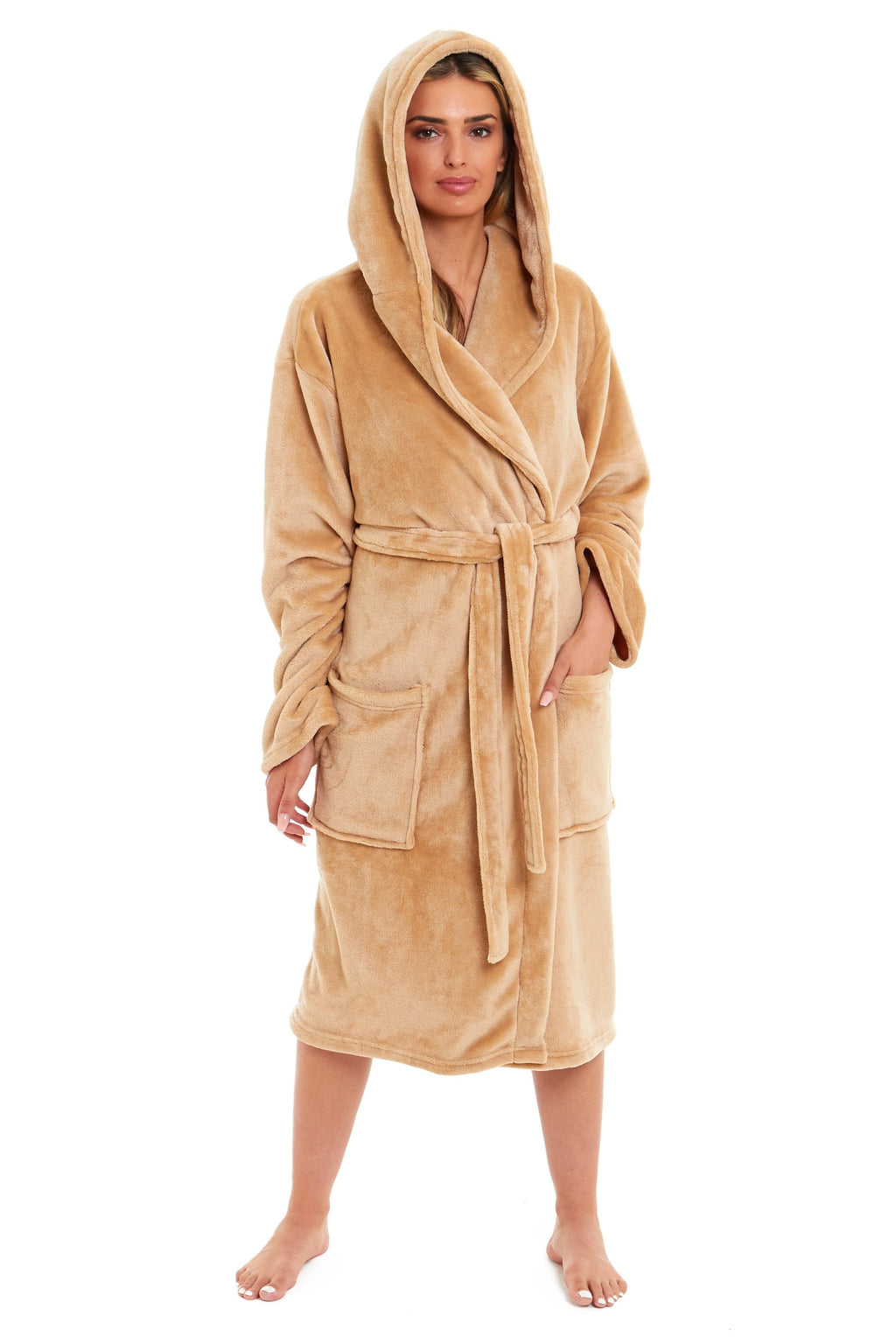 OLIVIA ROCCO Women's Hooded Dressing Gown | Plush Velvet Fleece Bathrobe