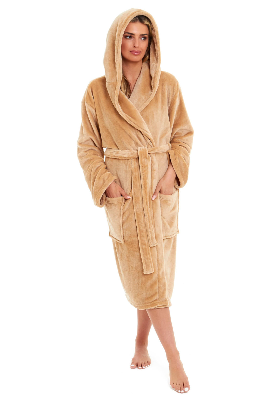 OLIVIA ROCCO Women's Hooded Dressing Gown | Plush Velvet Fleece Bathrobe
