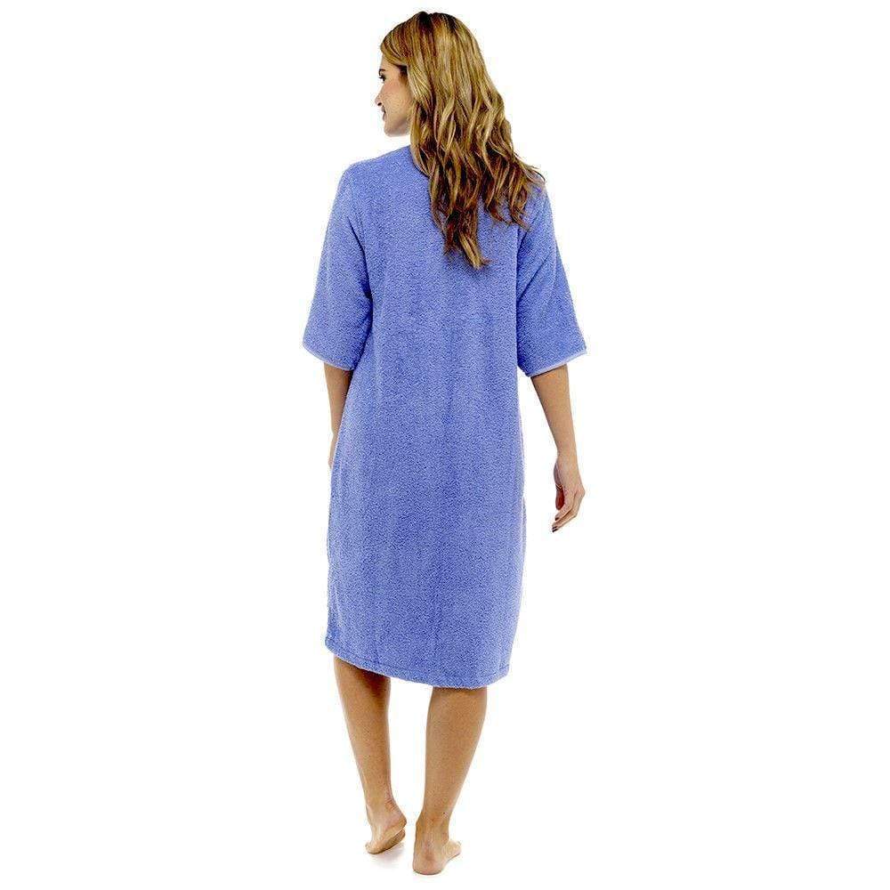 OLIVIA ROCCO Women's Terry Towelling Zip-Up Bathrobe | 100% Cotton Robe