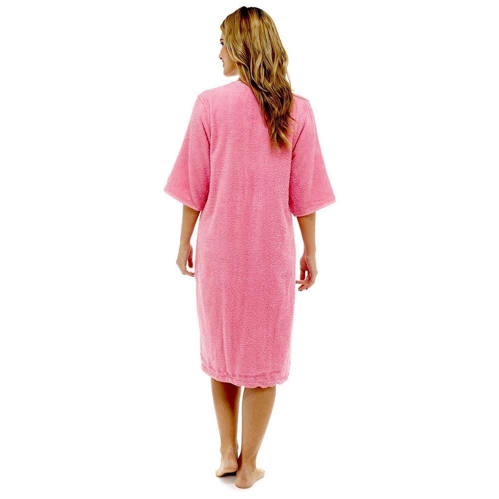 OLIVIA ROCCO Women's Terry Towelling Zip-Up Bathrobe | 100% Cotton Robe