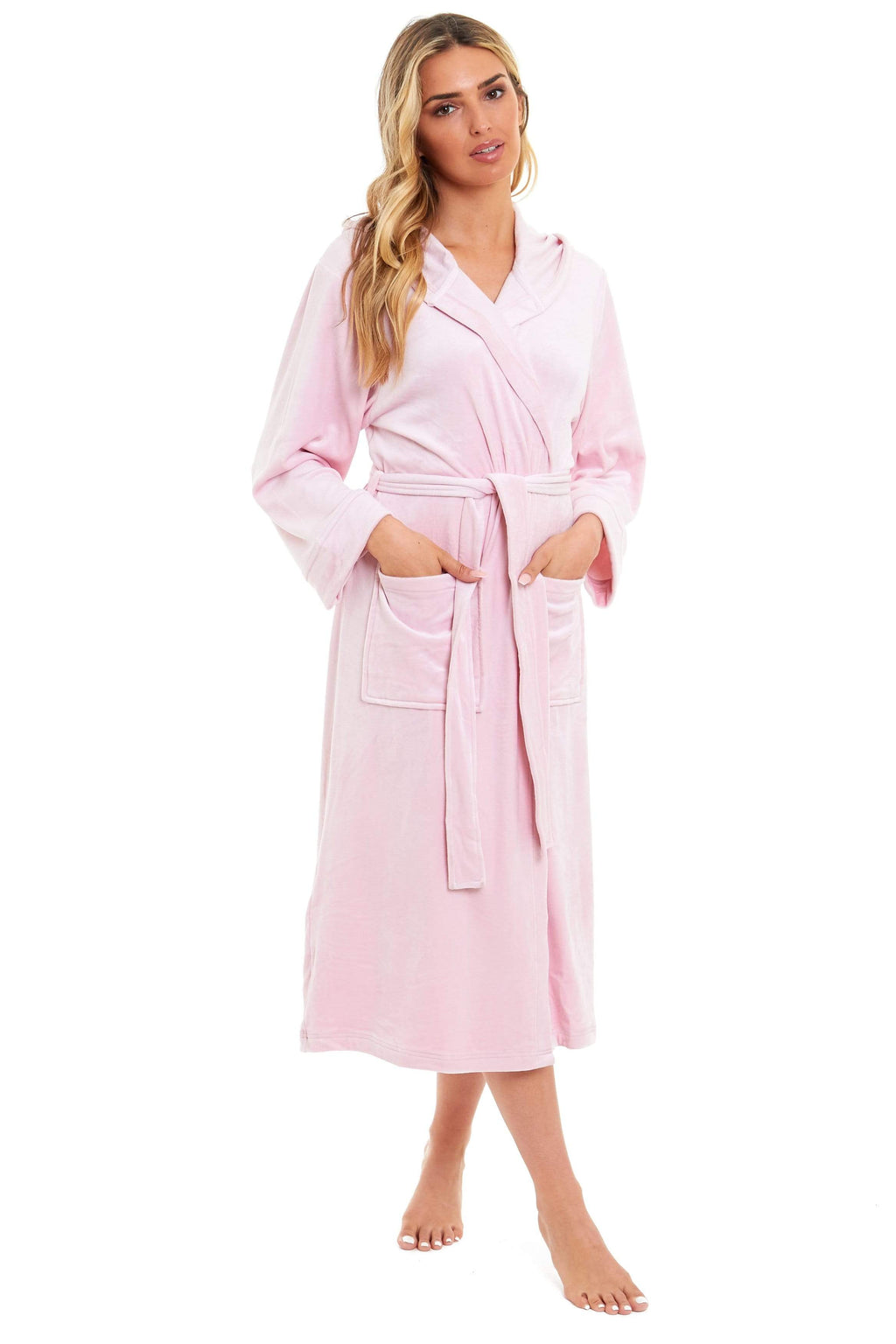 OLIVIA ROCCO Women's Velour Hooded Bathrobe – Soft Plush Dressing Gown