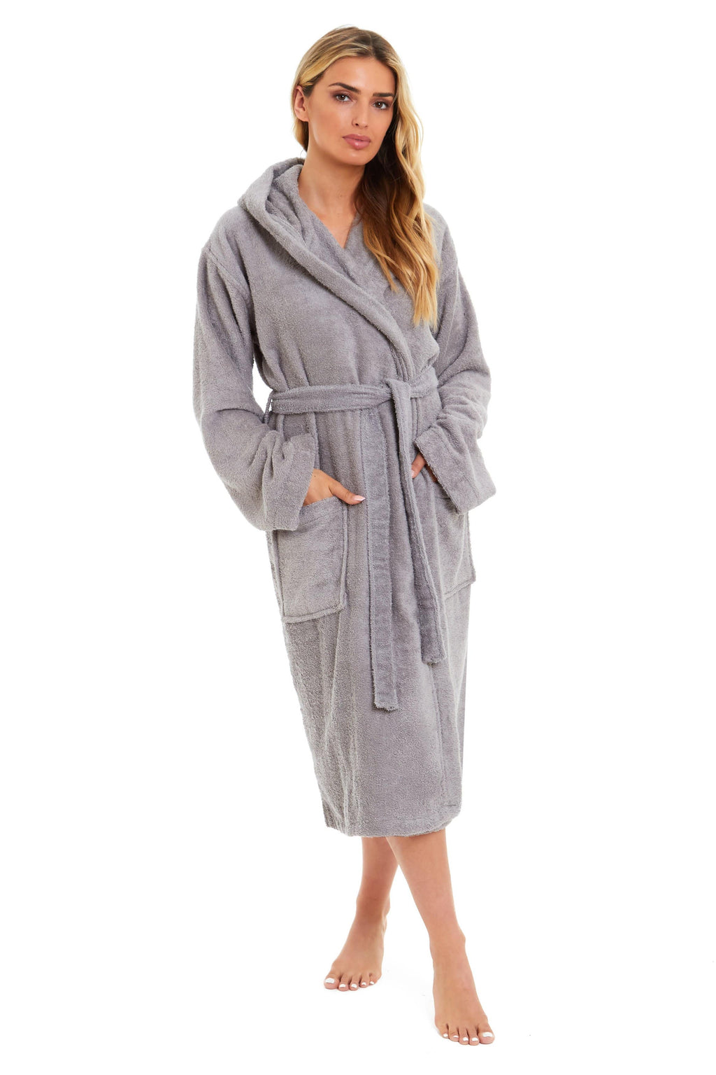 Daisy Dreamer Women's Bamboo Cotton Hooded Towelling Robe – Spa Bathrobe