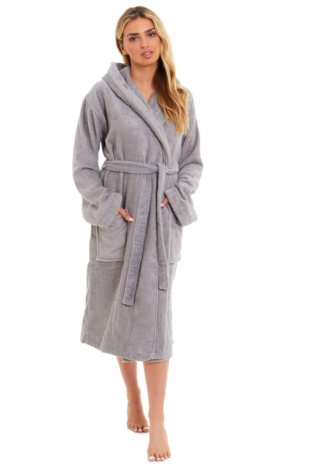 Daisy Dreamer Women's Bamboo Cotton Hooded Towelling Robe – Spa Bathrobe